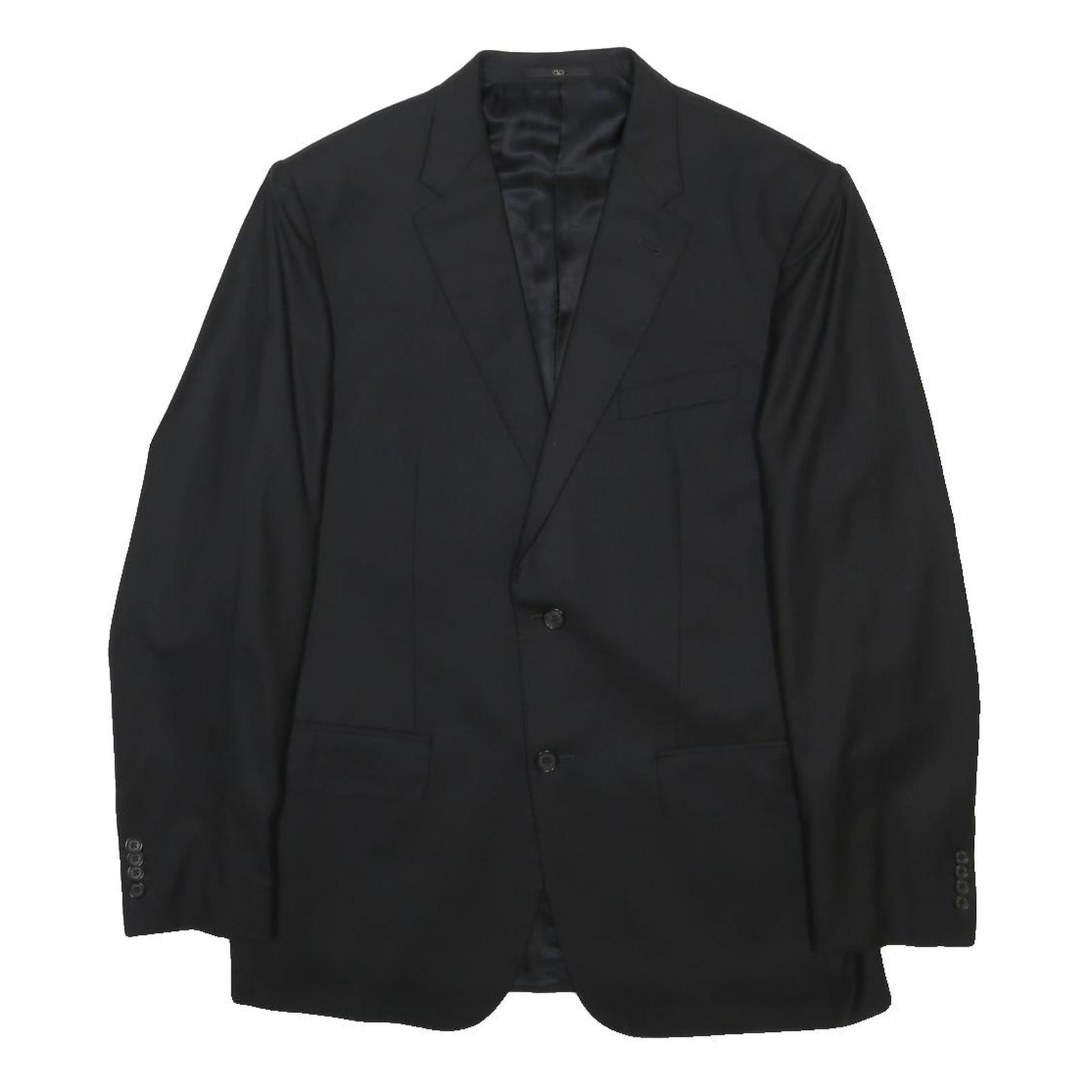 VALENTINO Mens Black Wool Classic Jacket L Woven Button Closure Formal Blazer
