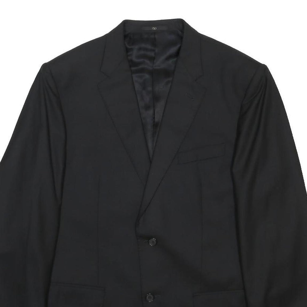VALENTINO Mens Black Wool Classic Jacket L Woven Button Closure Formal Blazer