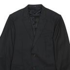 VALENTINO Mens Black Wool Classic Jacket L Woven Button Closure Formal Blazer