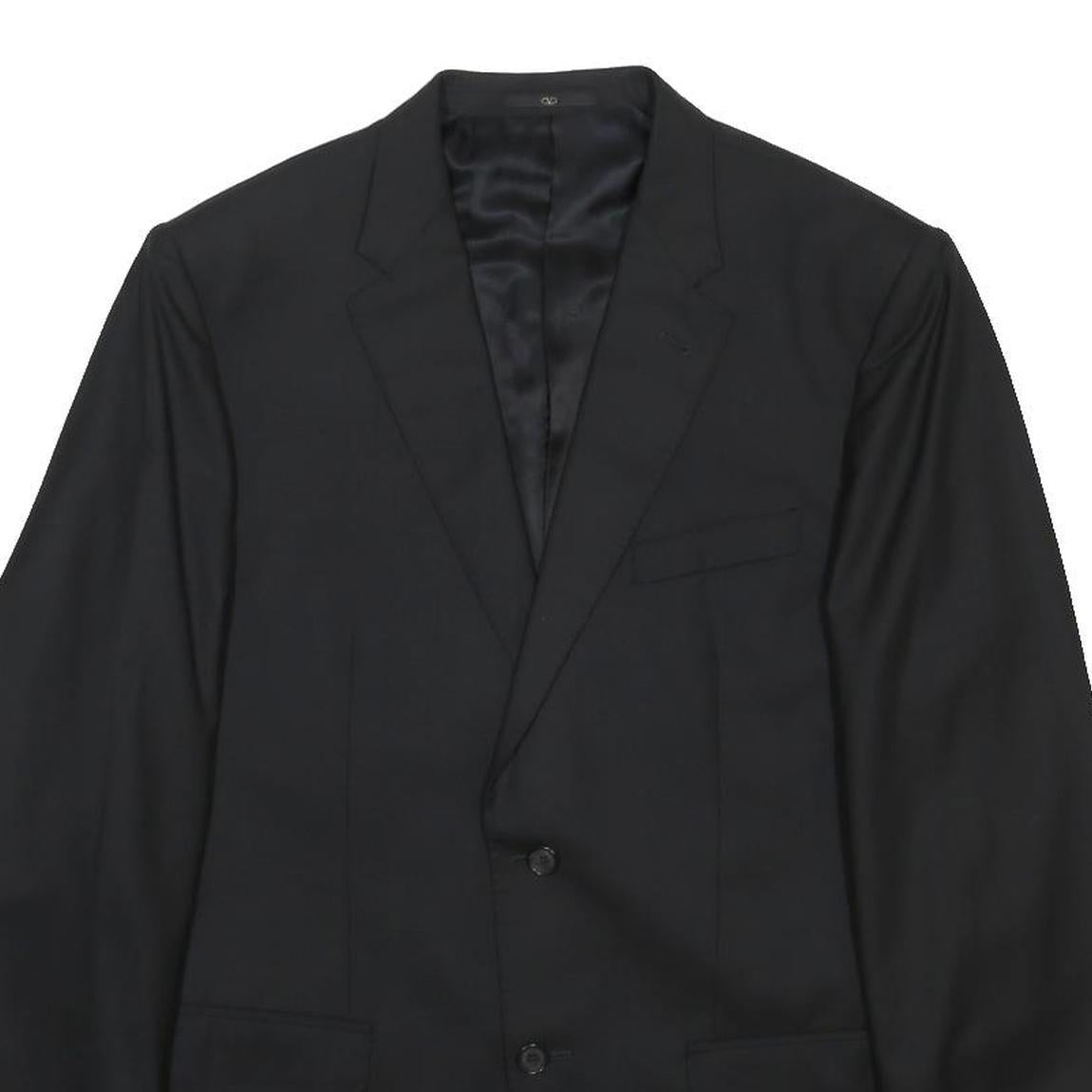 VALENTINO Mens Black Wool Classic Jacket L Woven Button Closure Formal Blazer