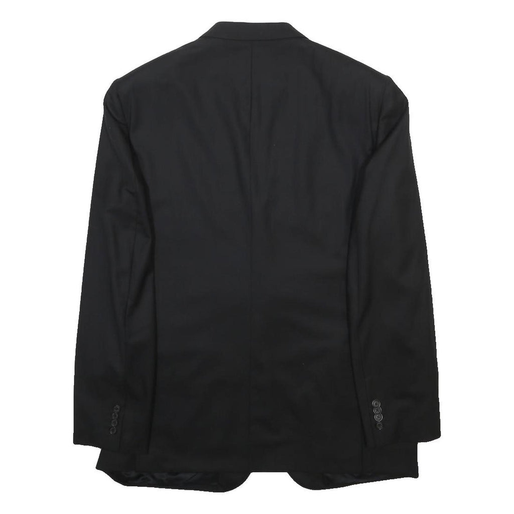 VALENTINO Mens Black Wool Classic Jacket L Woven Button Closure Formal Blazer