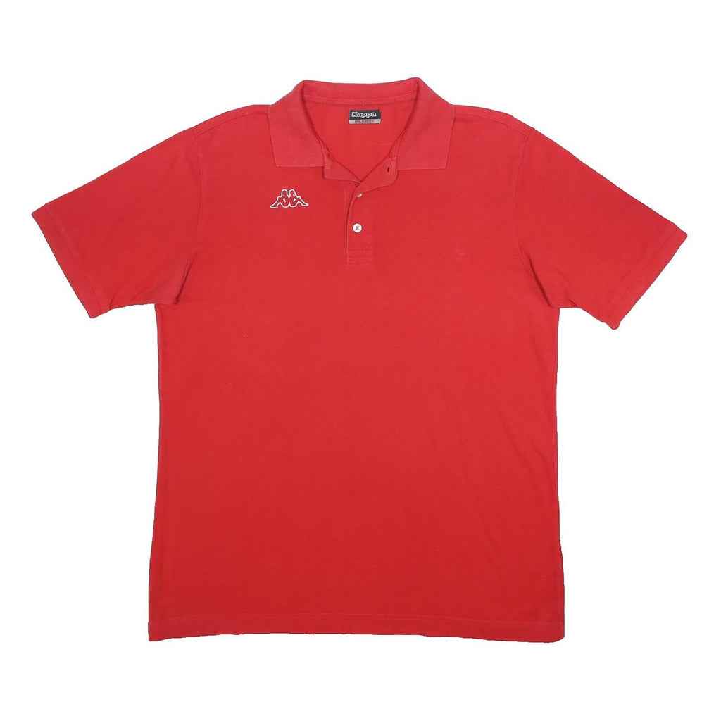 KAPPA Mens Red Cotton Polo Shirt XL Short Sleeve Plain Soft Comfortable