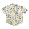 LIZ WEAR Womens White & Blue Floral Cotton Blend Shirt S Summer Casual
