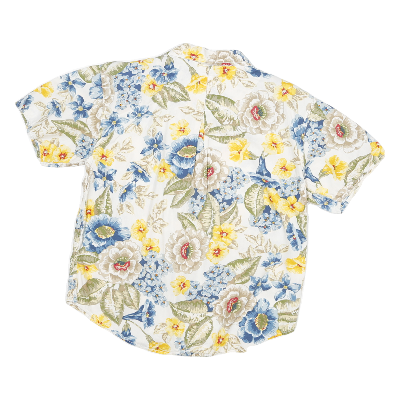 LIZ WEAR Womens White & Blue Floral Cotton Blend Shirt S Summer Casual