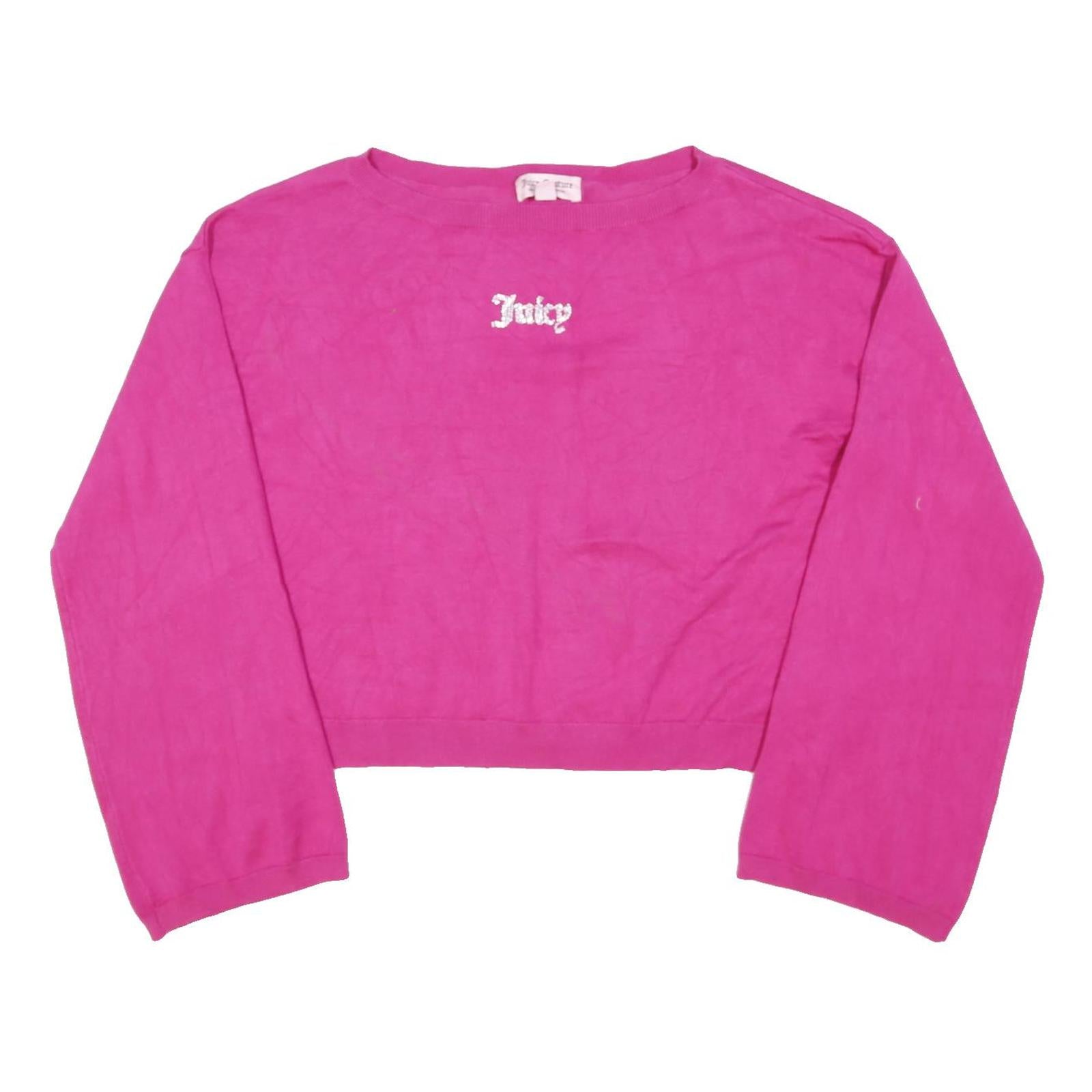 JUICY COUTURE Womens Pink Fashion Jumper Plain Crew Neck Basic Knit M Velvet