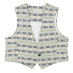 STAMPEDE Womens Grey & Cream Patterned Button Jacket S Cotton Blend Vest