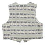 STAMPEDE Womens Grey & Cream Patterned Button Jacket S Cotton Blend Vest