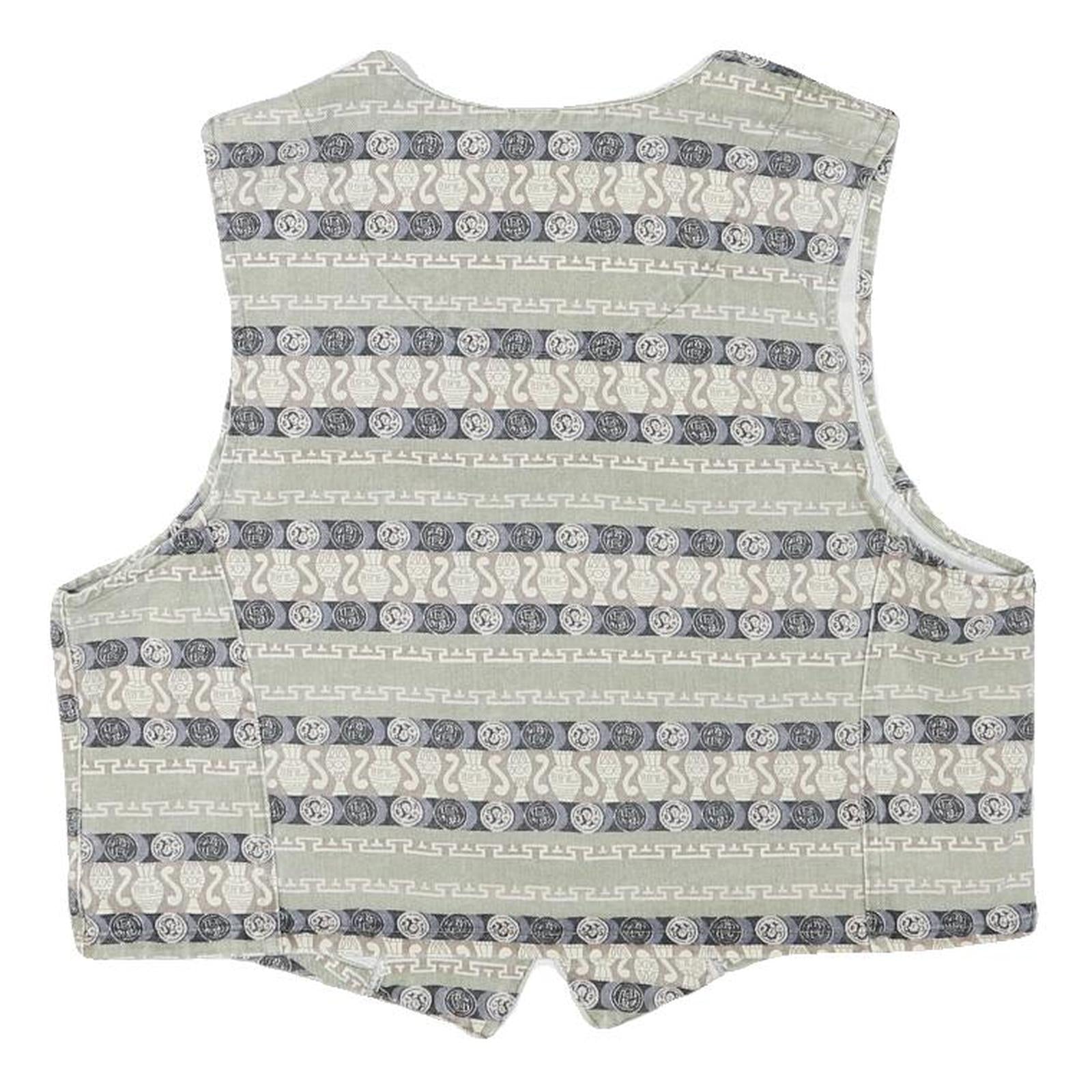 STAMPEDE Womens Grey & Cream Patterned Button Jacket S Cotton Blend Vest