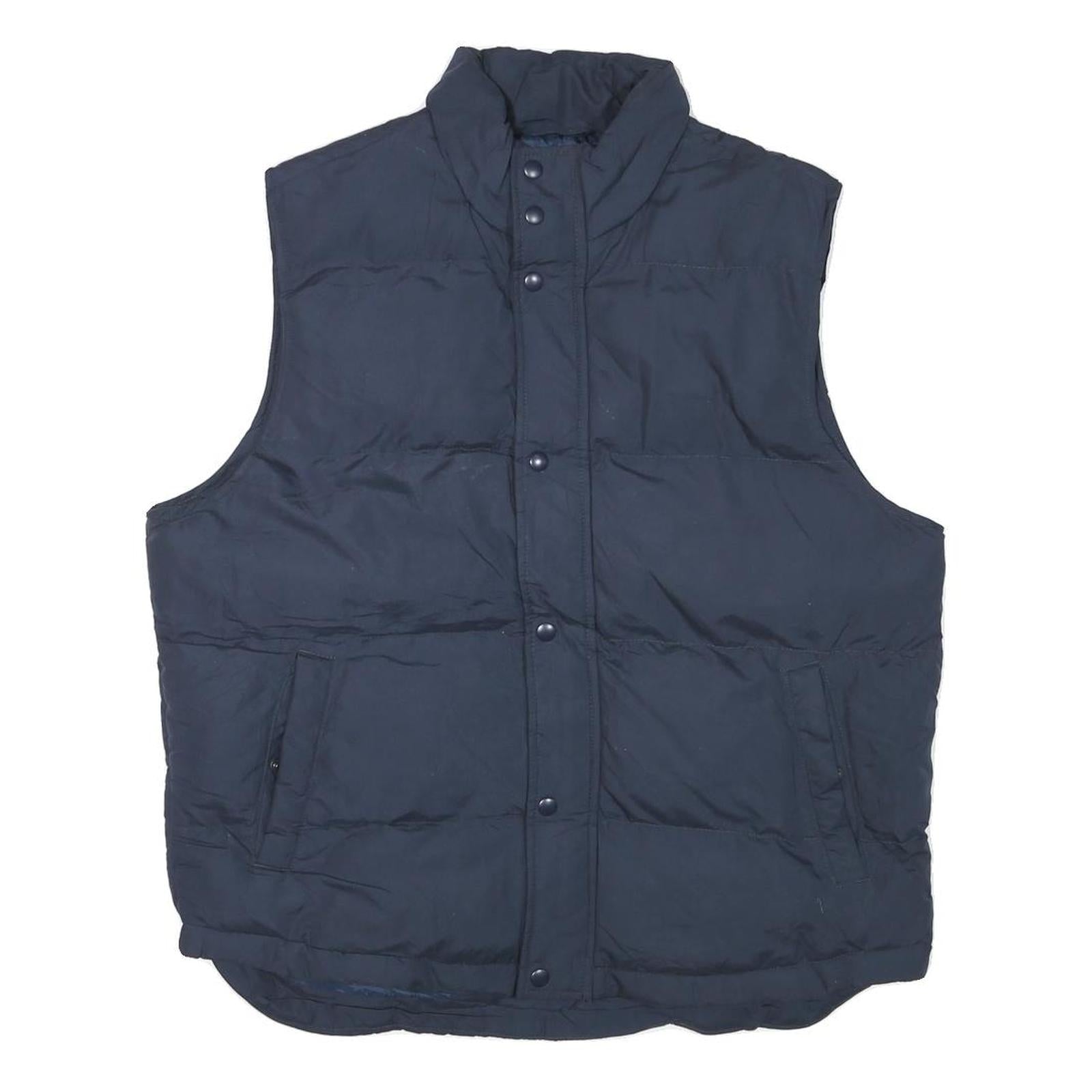 ST JOHNS BAY Mens Navy Blue Puffer Jacket L Polyester Blend Zip Sleeveless