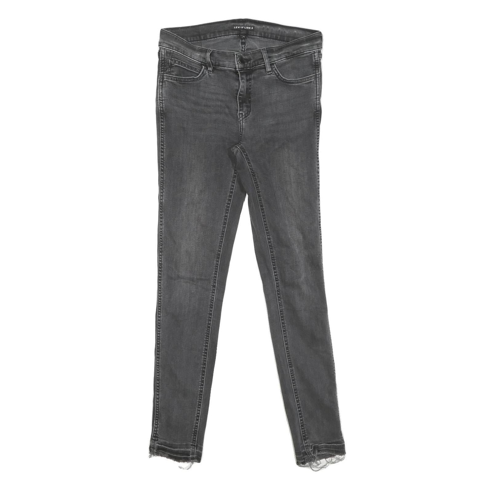 LEVI'S Line 8 Womens Jeans Grey Regular Skinny Denim Raw W29 L32 Classic Fit