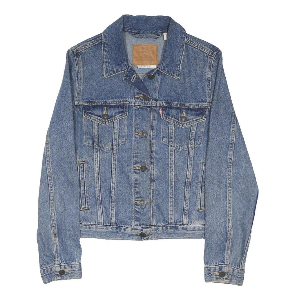 LEVI'S Womens Blue Denim Jacket S Cotton Blend Button Closure Classic Fit