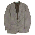 CANDA Mens Brown & Blue Wool Houndstooth Tailored Button Jacket 2XL Woollen