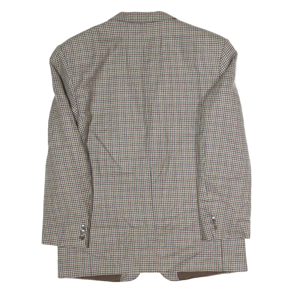 CANDA Mens Brown & Blue Wool Houndstooth Tailored Button Jacket 2XL Woollen