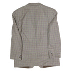 CANDA Mens Brown & Blue Wool Houndstooth Tailored Button Jacket 2XL Woollen