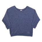 JUICY COUTURE Womens Blue Cotton Blend Crew Neck M Lace Up Back Sweatshirt