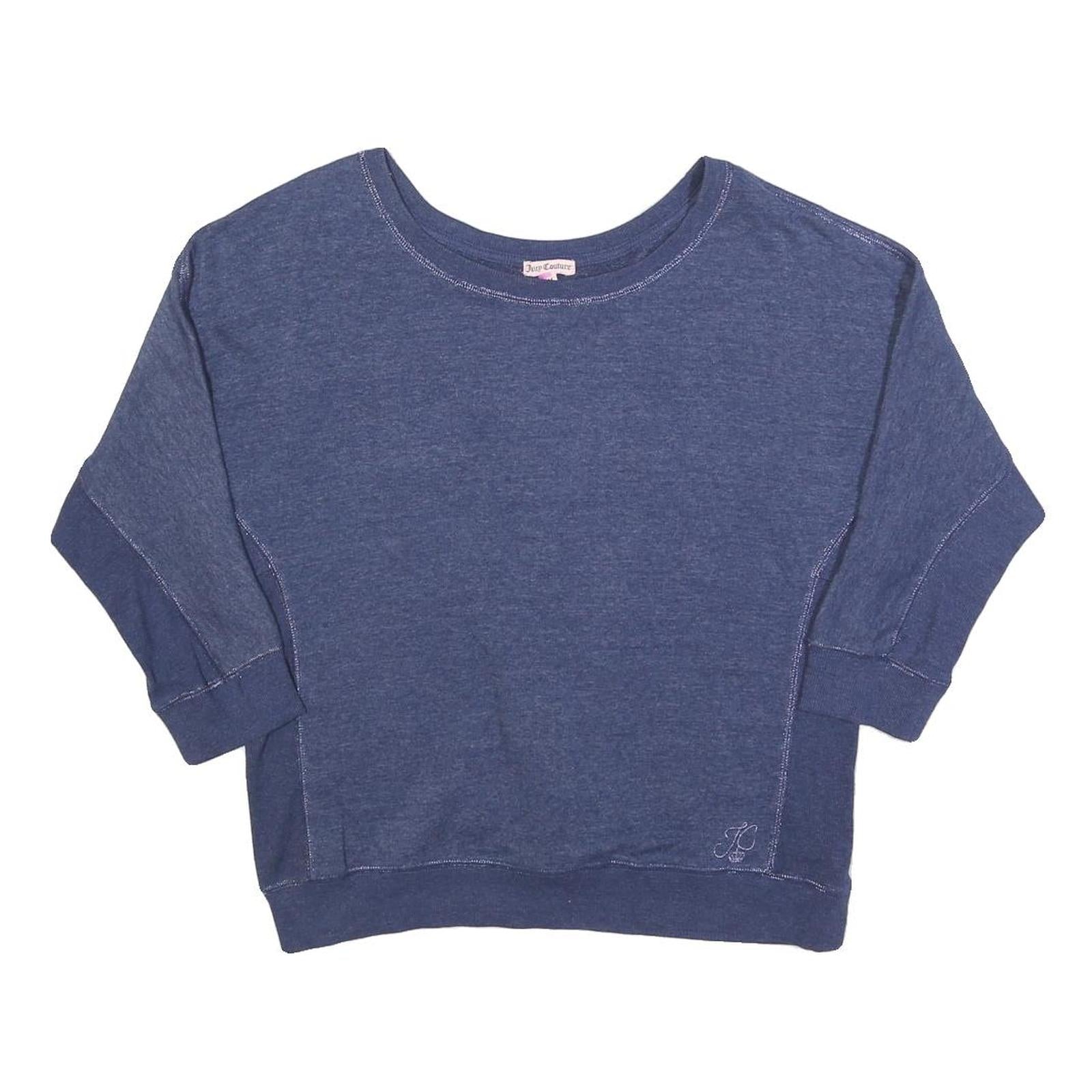 JUICY COUTURE Womens Blue Cotton Blend Crew Neck M Lace Up Back Sweatshirt