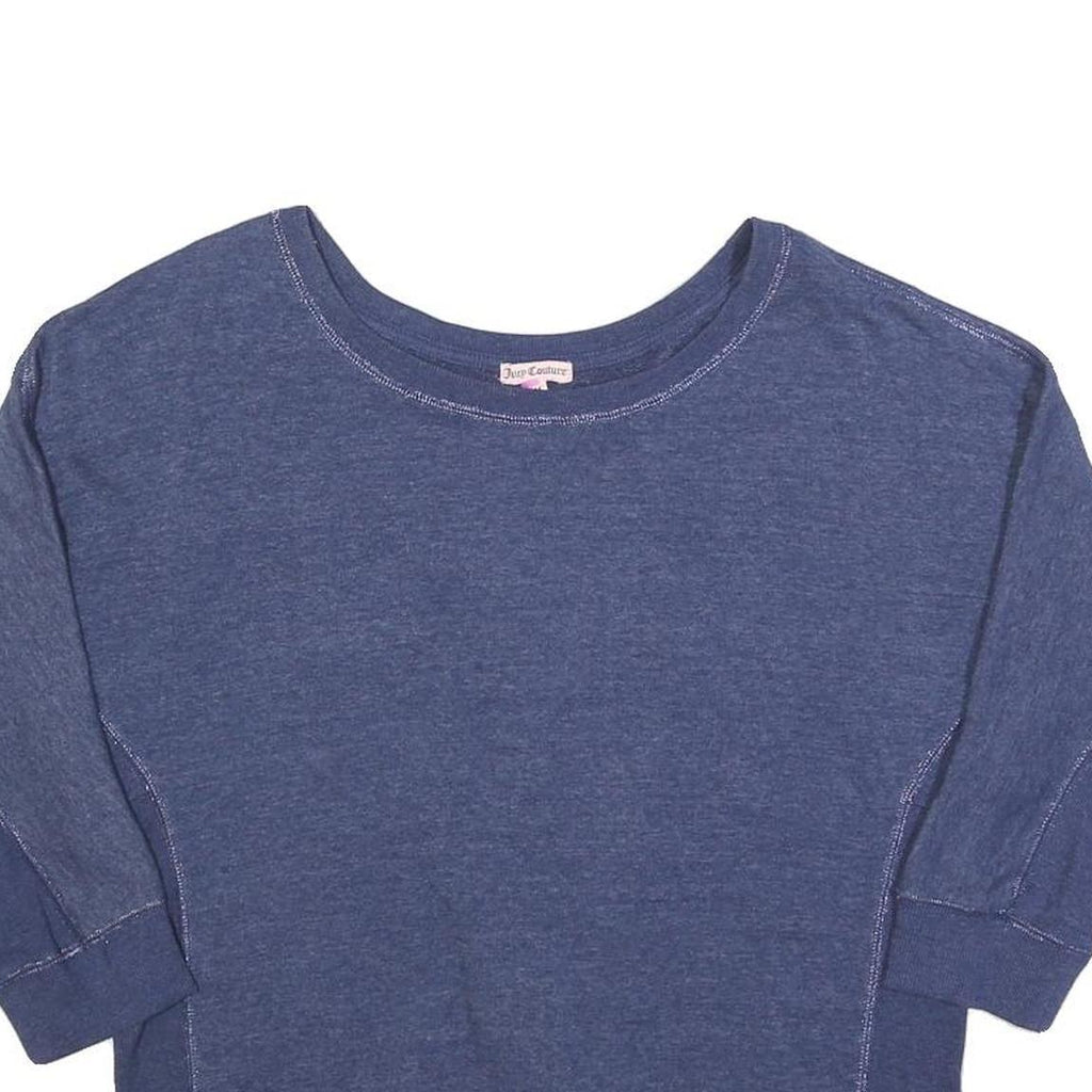 JUICY COUTURE Womens Blue Cotton Blend Crew Neck M Lace Up Back Sweatshirt