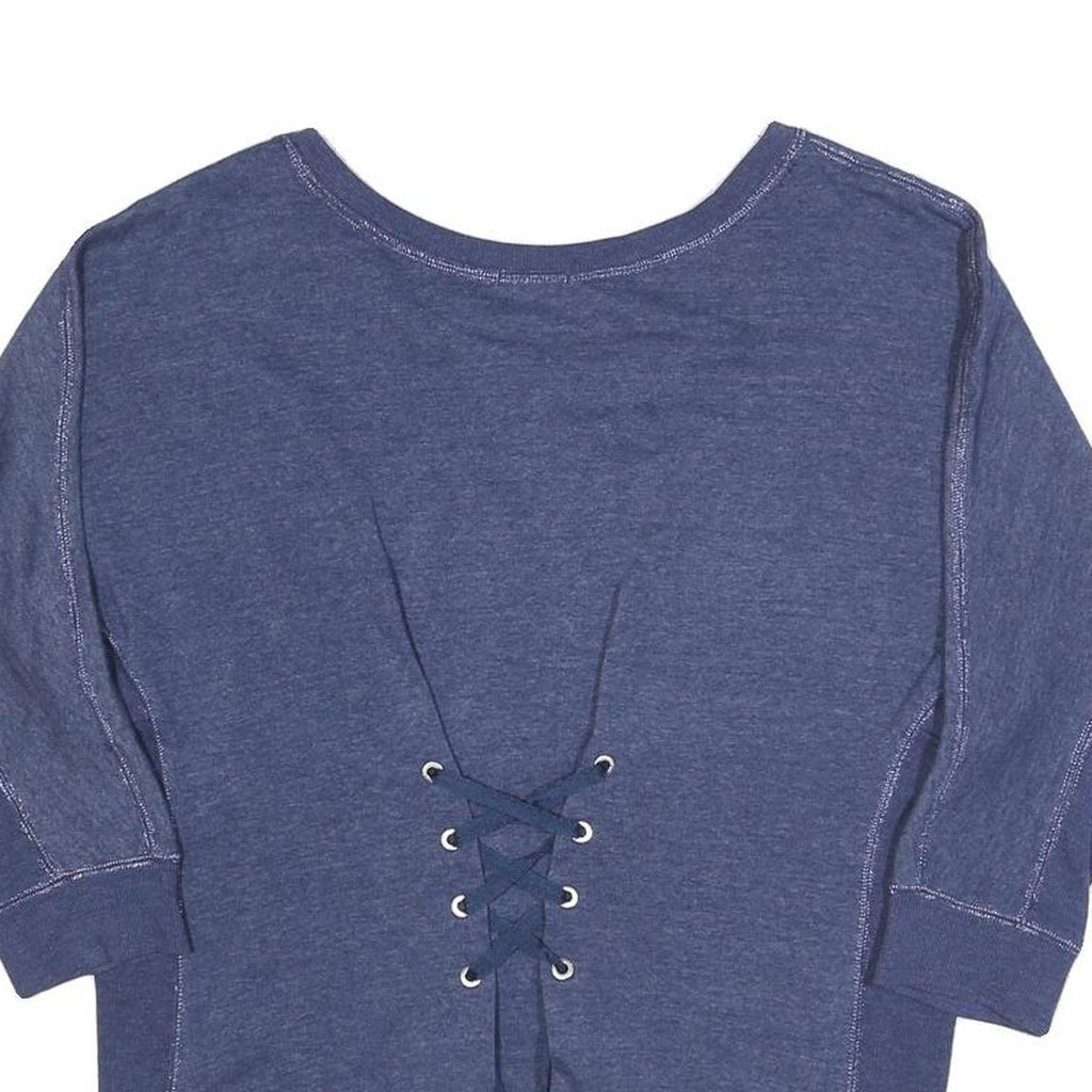 JUICY COUTURE Womens Blue Cotton Blend Crew Neck M Lace Up Back Sweatshirt