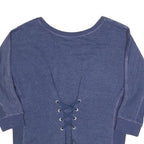 JUICY COUTURE Womens Blue Cotton Blend Crew Neck M Lace Up Back Sweatshirt