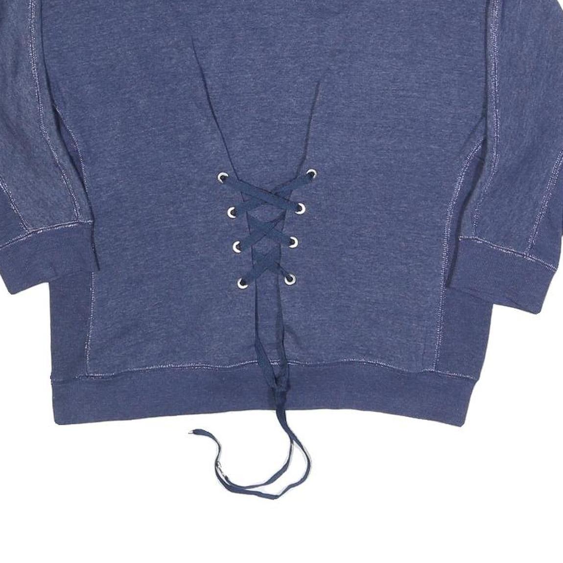 JUICY COUTURE Womens Blue Cotton Blend Crew Neck M Lace Up Back Sweatshirt