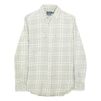POLO RALPH LAUREN Mens Beige & White Checked Shirt XS Casual Cotton Blend Long
