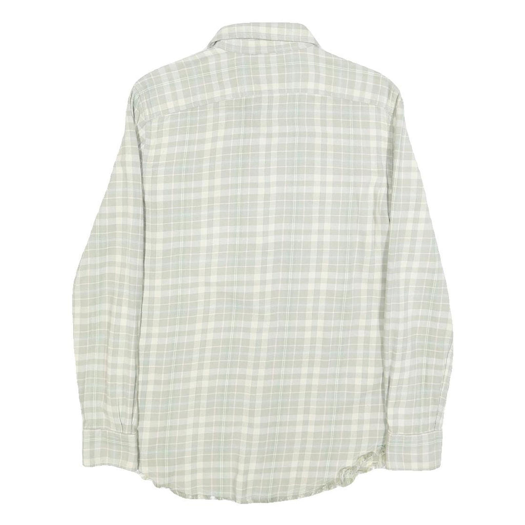 POLO RALPH LAUREN Mens Beige & White Checked Shirt XS Casual Cotton Blend Long