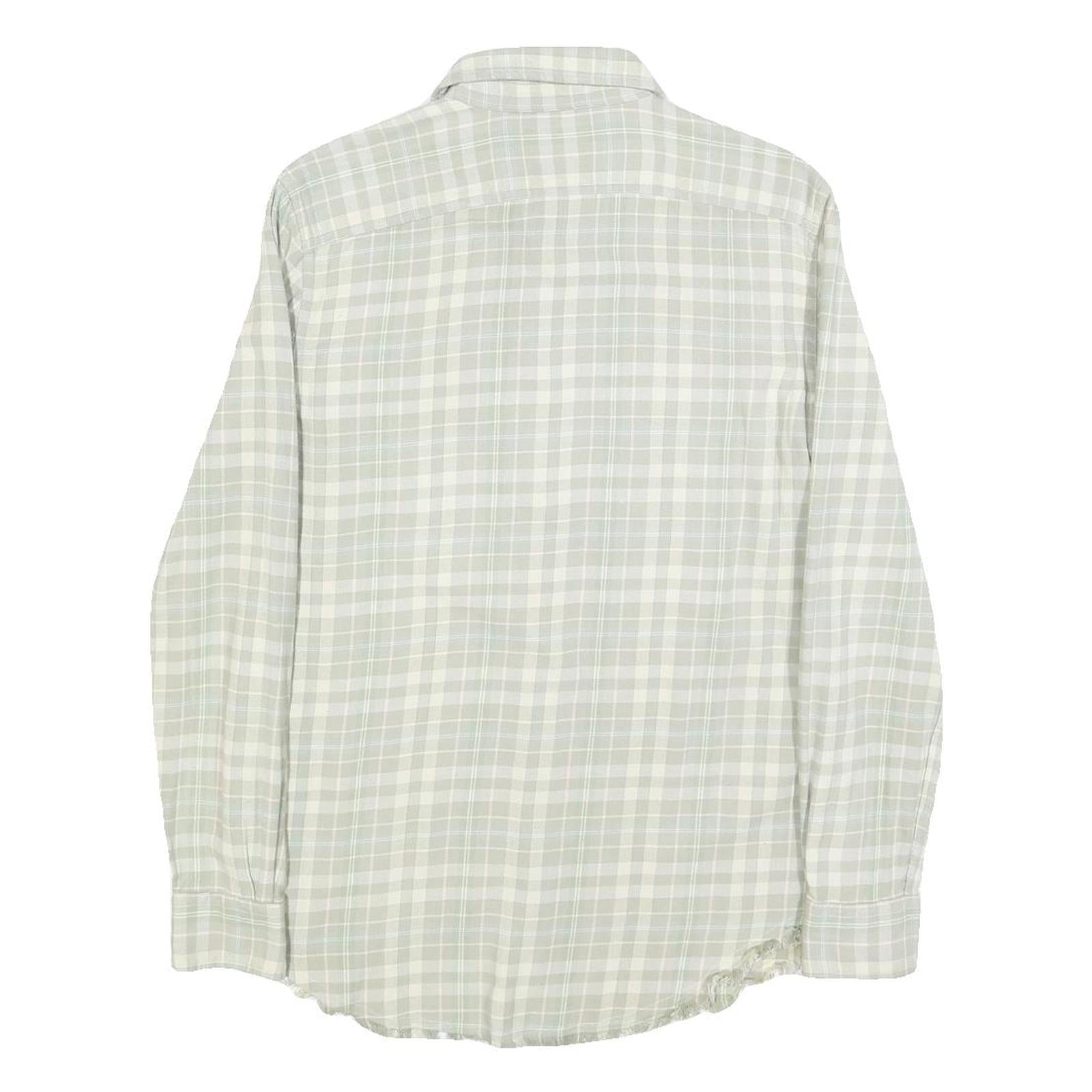 POLO RALPH LAUREN Mens Beige & White Checked Shirt XS Casual Cotton Blend Long