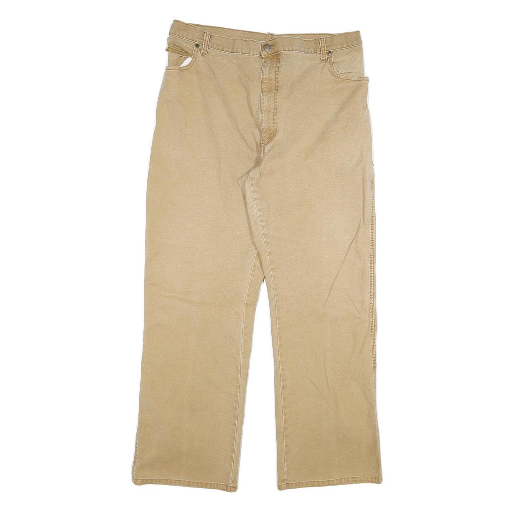 DICKIES Mens Cotton Blend Beige Regular Fit Straight Leg Trousers W34 L30