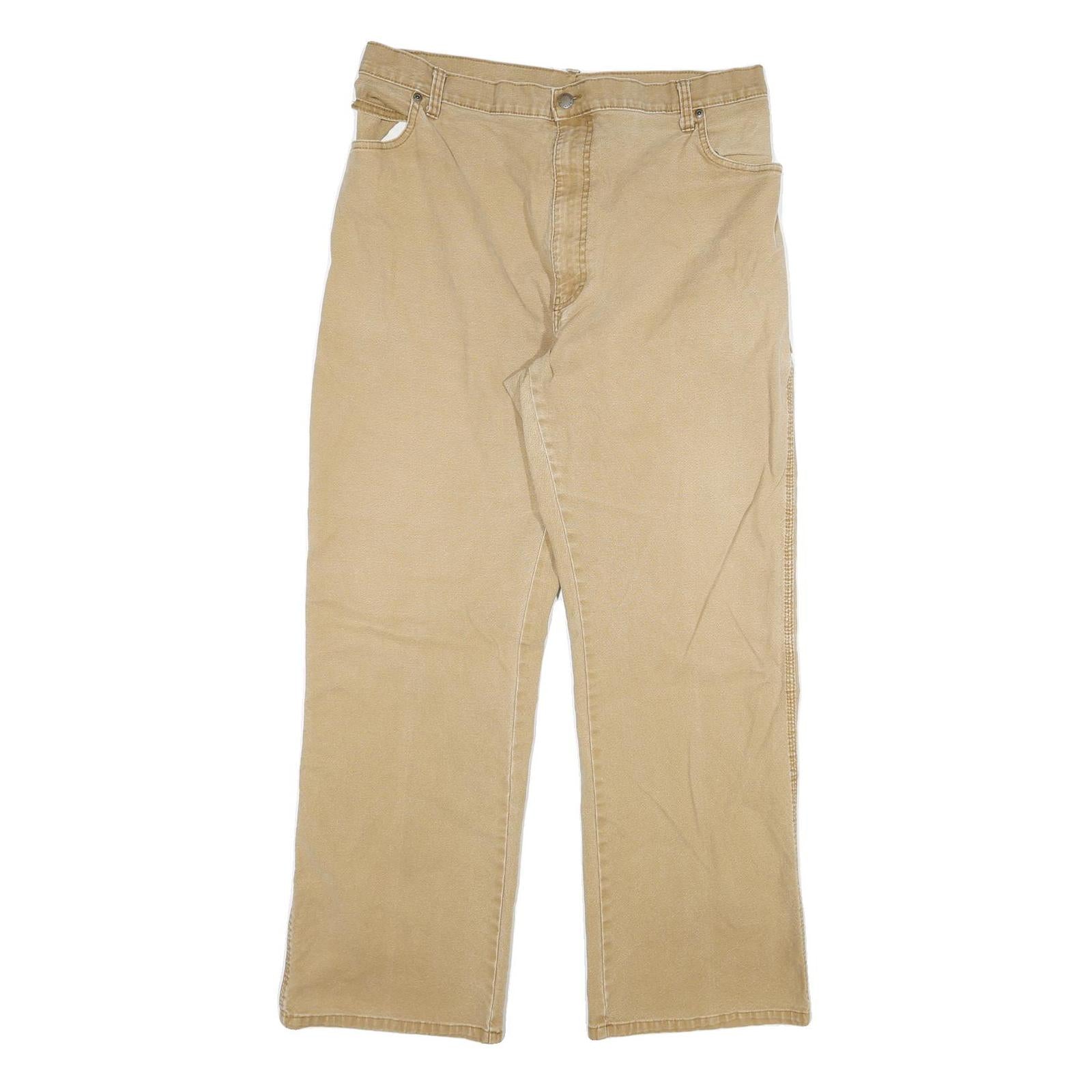 DICKIES Mens Cotton Blend Beige Regular Fit Straight Leg Trousers W34 L30