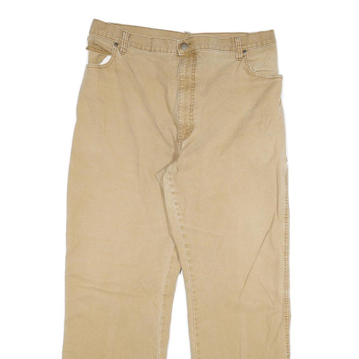 DICKIES Mens Cotton Blend Beige Regular Fit Straight Leg Trousers W34 L30