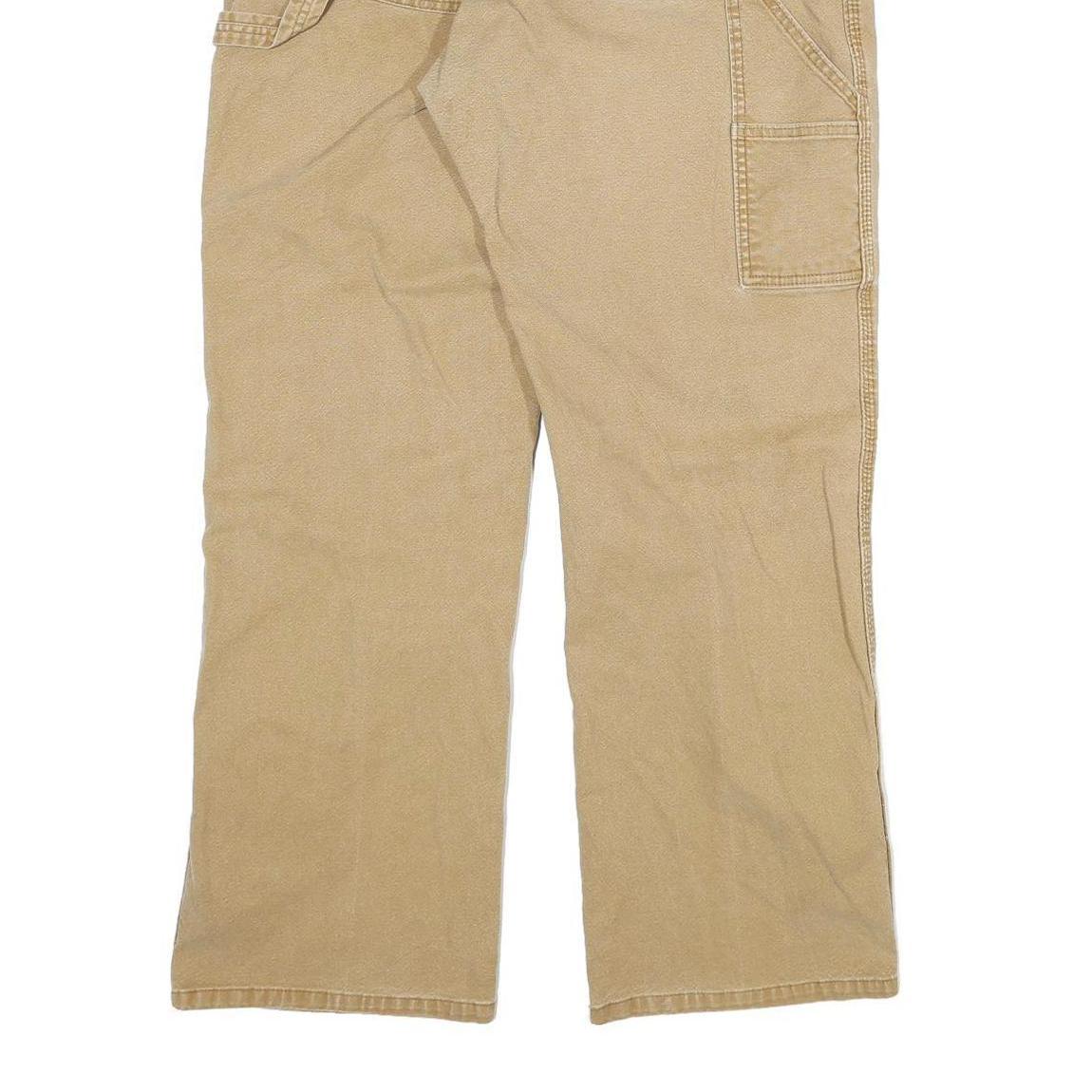DICKIES Mens Cotton Blend Beige Regular Fit Straight Leg Trousers W34 L30