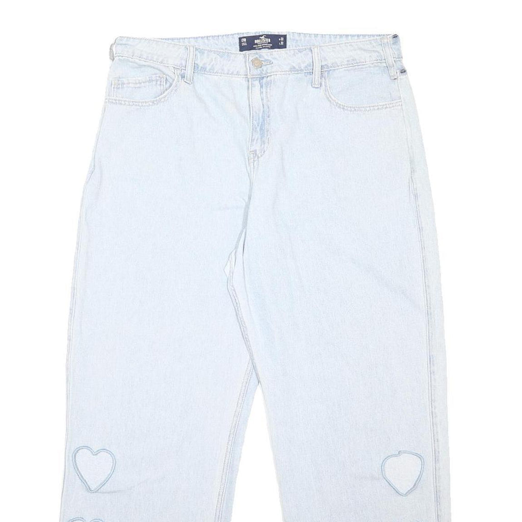 HOLLISTER Womens Jeans Blue Relaxed Wide-Leg Denim Light W36 L29 Heart