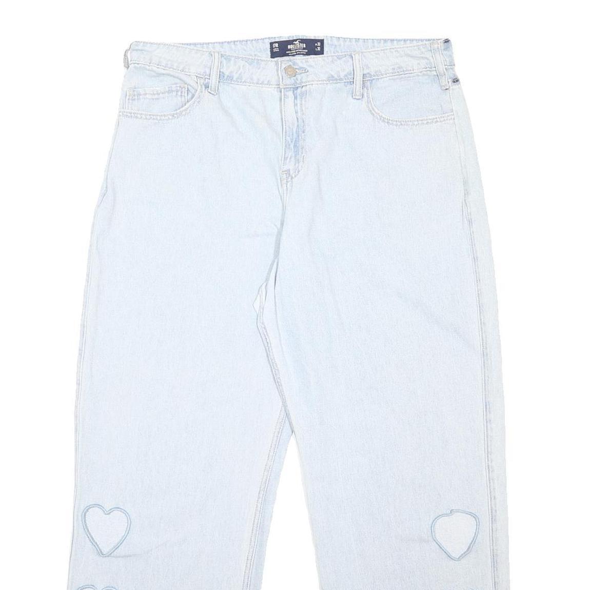 HOLLISTER Womens Jeans Blue Relaxed Wide-Leg Denim Light W36 L29 Heart