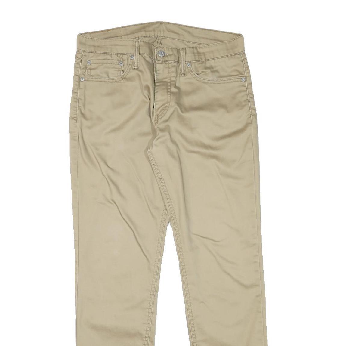 LEVI'S Mens Cotton Blend Beige Slim Straight Trousers W31 L31 Classic Zip Casual