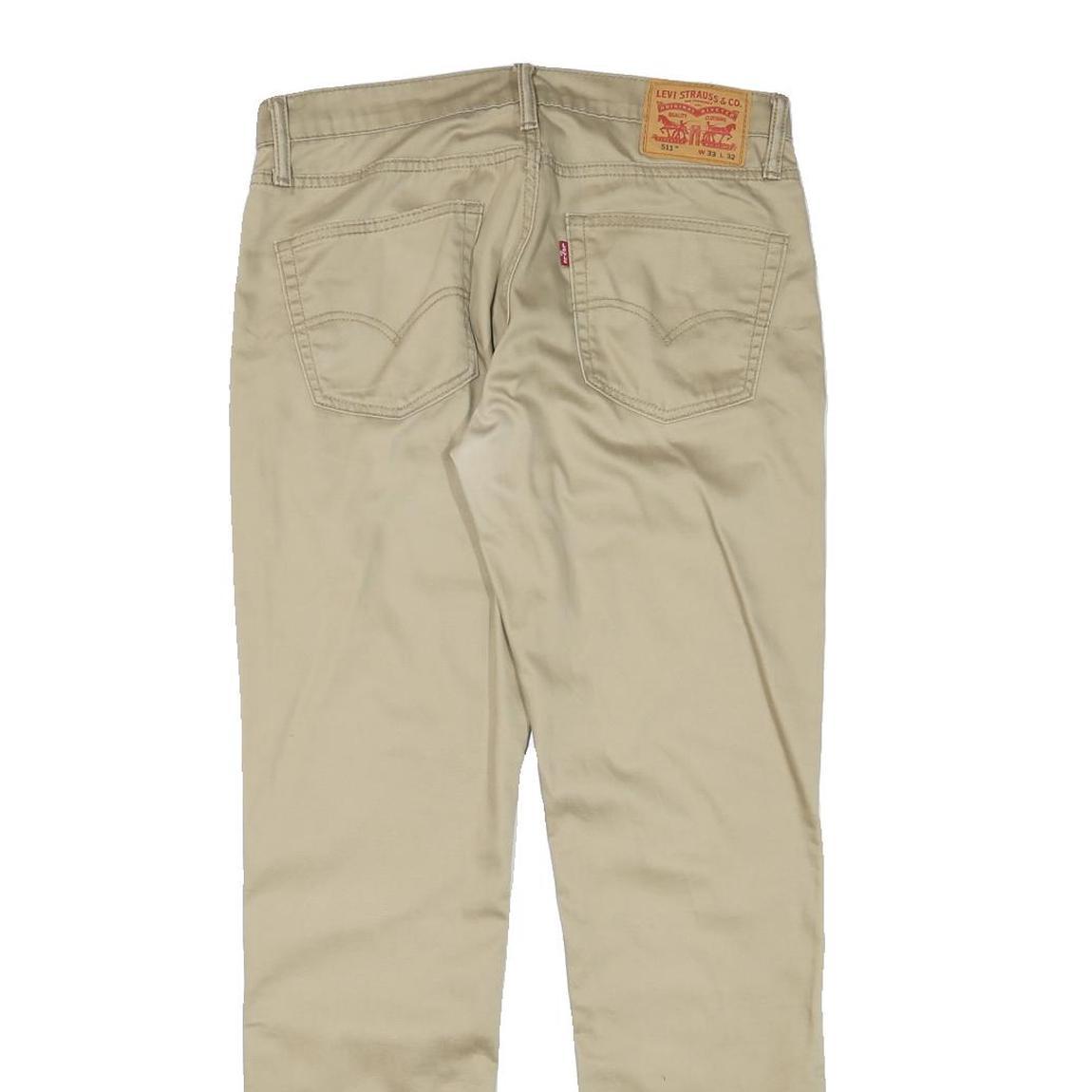 LEVI'S Mens Cotton Blend Beige Slim Straight Trousers W31 L31 Classic Zip Casual