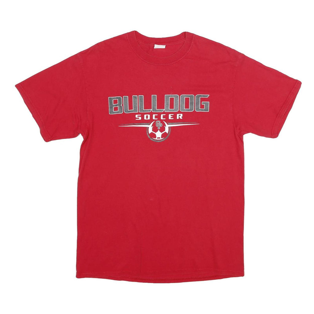 PORT AND COMPANY Mens Red Bulldog Soccer T-Shirt M Short Sleeve Crew Neck Cotton
