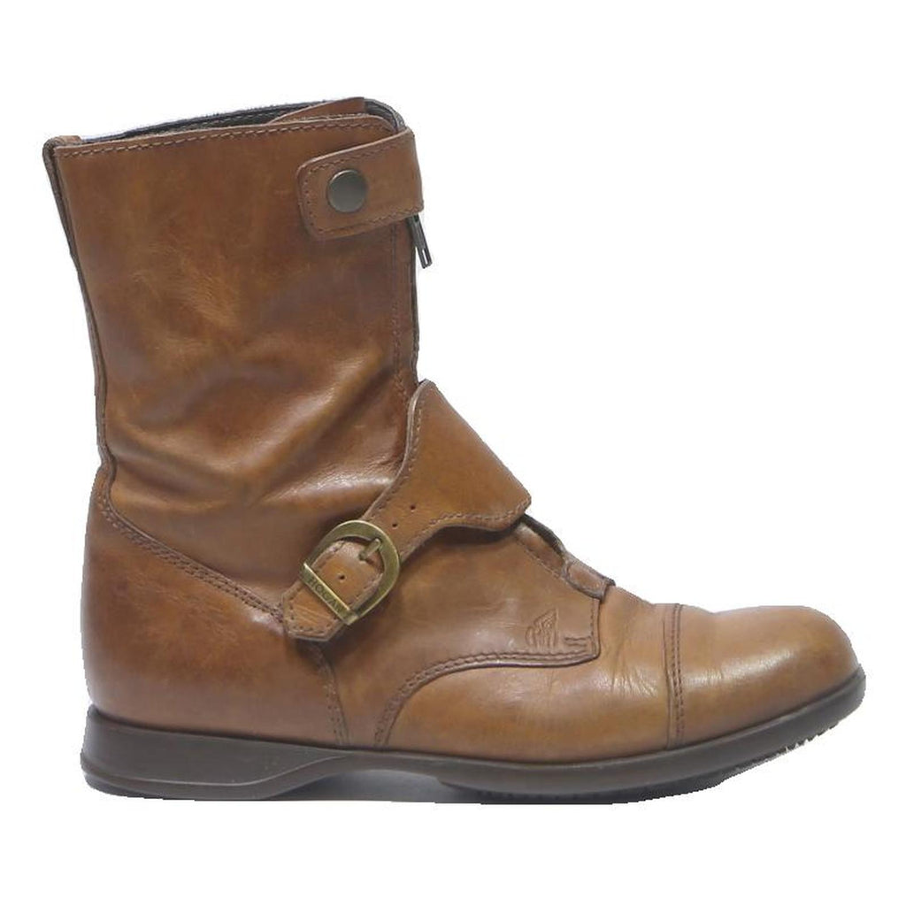 HOGAN Womens Casual Ankle Boots Leather Brown UK 4 Comfortable Fashionable