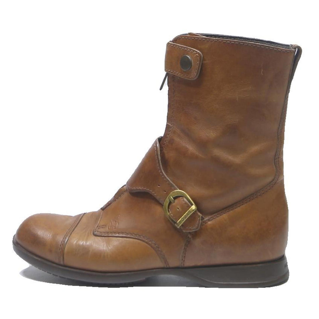 HOGAN Womens Casual Ankle Boots Leather Brown UK 4 Comfortable Fashionable