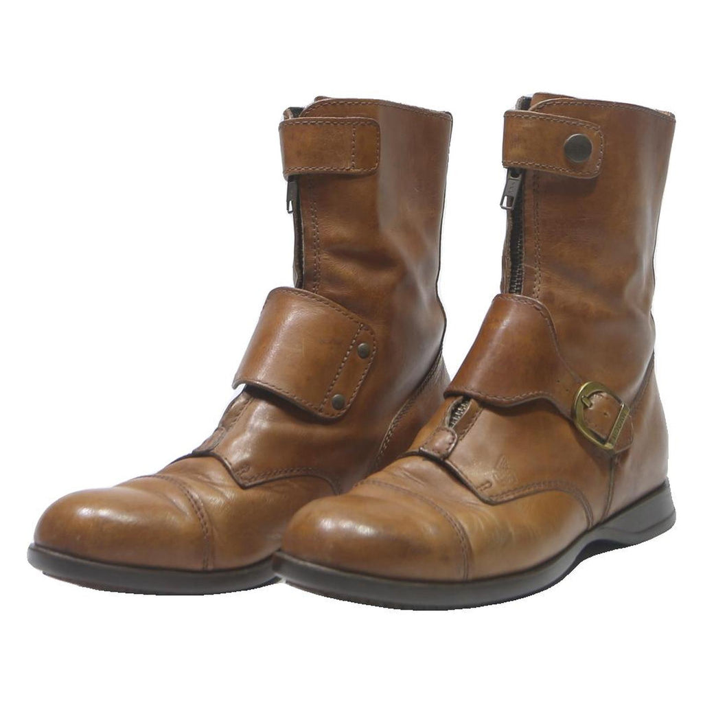 HOGAN Womens Casual Ankle Boots Leather Brown UK 4 Comfortable Fashionable