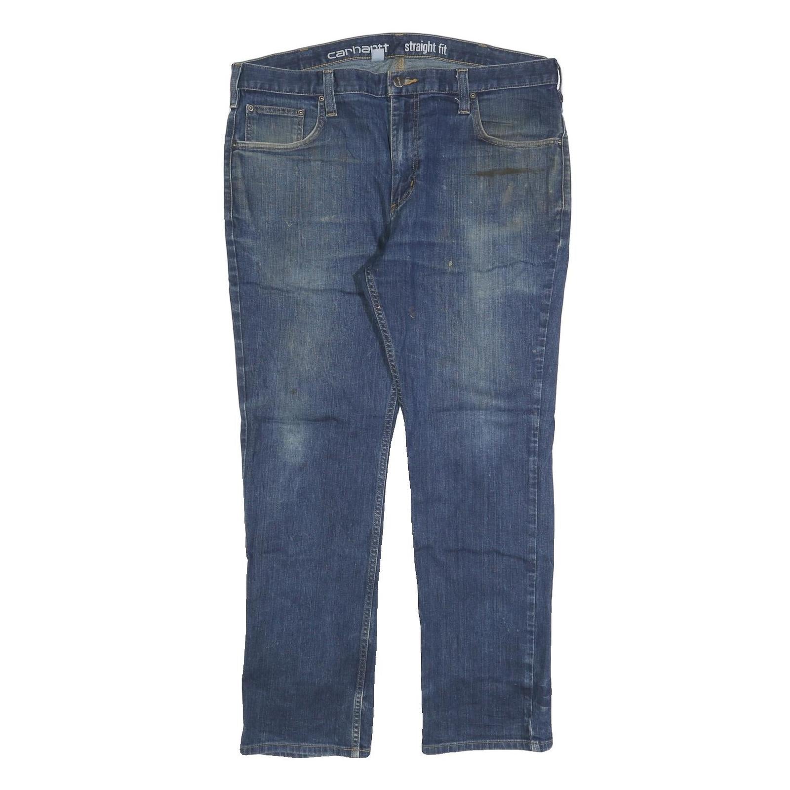CARHARTT Mens Relaxed Straight Denim Blue W38 L30 Casual Workwear Zip Jeans