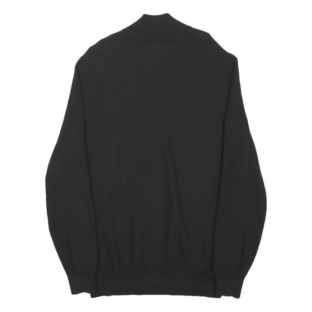MASSIMO DUTTI Mens Black Plain Zip Up Cotton Jumper M Smart Casual