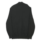 MASSIMO DUTTI Mens Black Plain Zip Up Cotton Jumper M Smart Casual