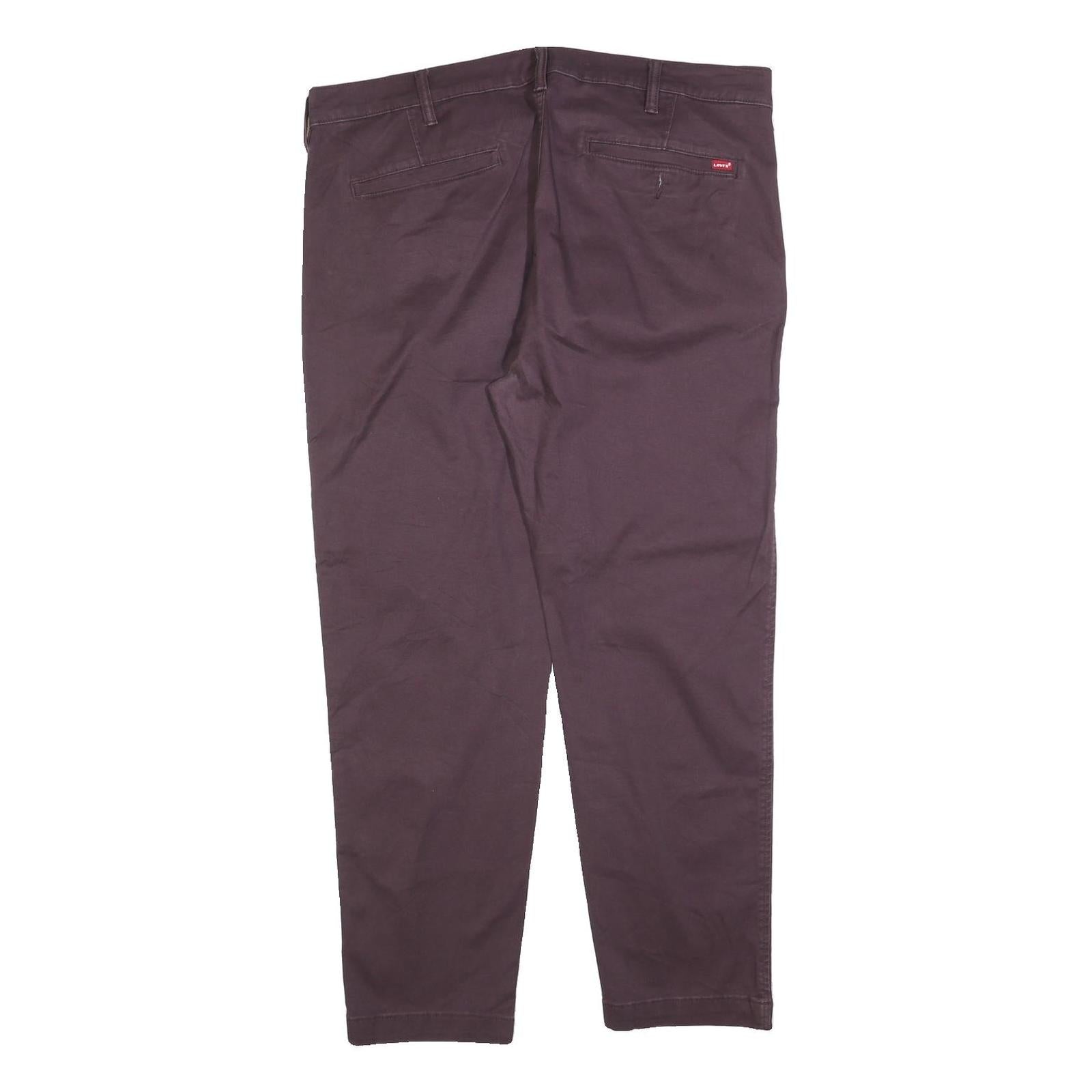 LEVI'S Mens Cotton Blend Brown Regular Straight Trousers W38 L30 Classic Zip