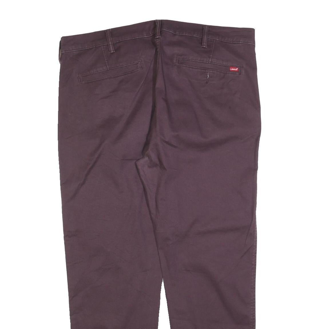 LEVI'S Mens Cotton Blend Brown Regular Straight Trousers W38 L30 Classic Zip