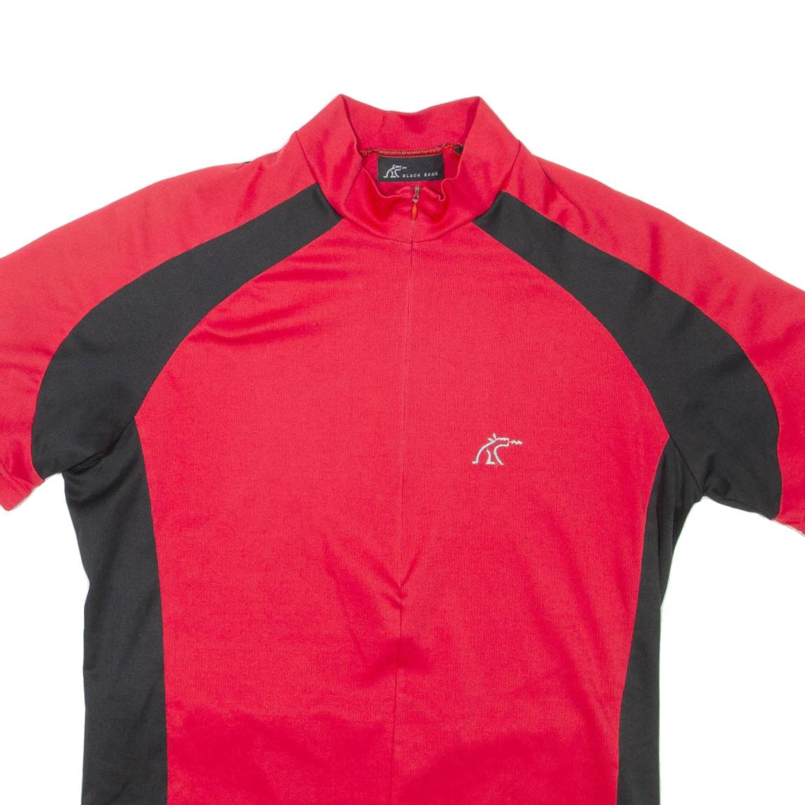 BLACK BEAR Cycling Mens T-Shirt Red 1/2 Zip L