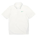 NIKE Mens White Green Swoosh Short Sleeve Plain S Polyester Blend Polo Shirt