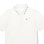NIKE Mens White Green Swoosh Short Sleeve Plain S Polyester Blend Polo Shirt