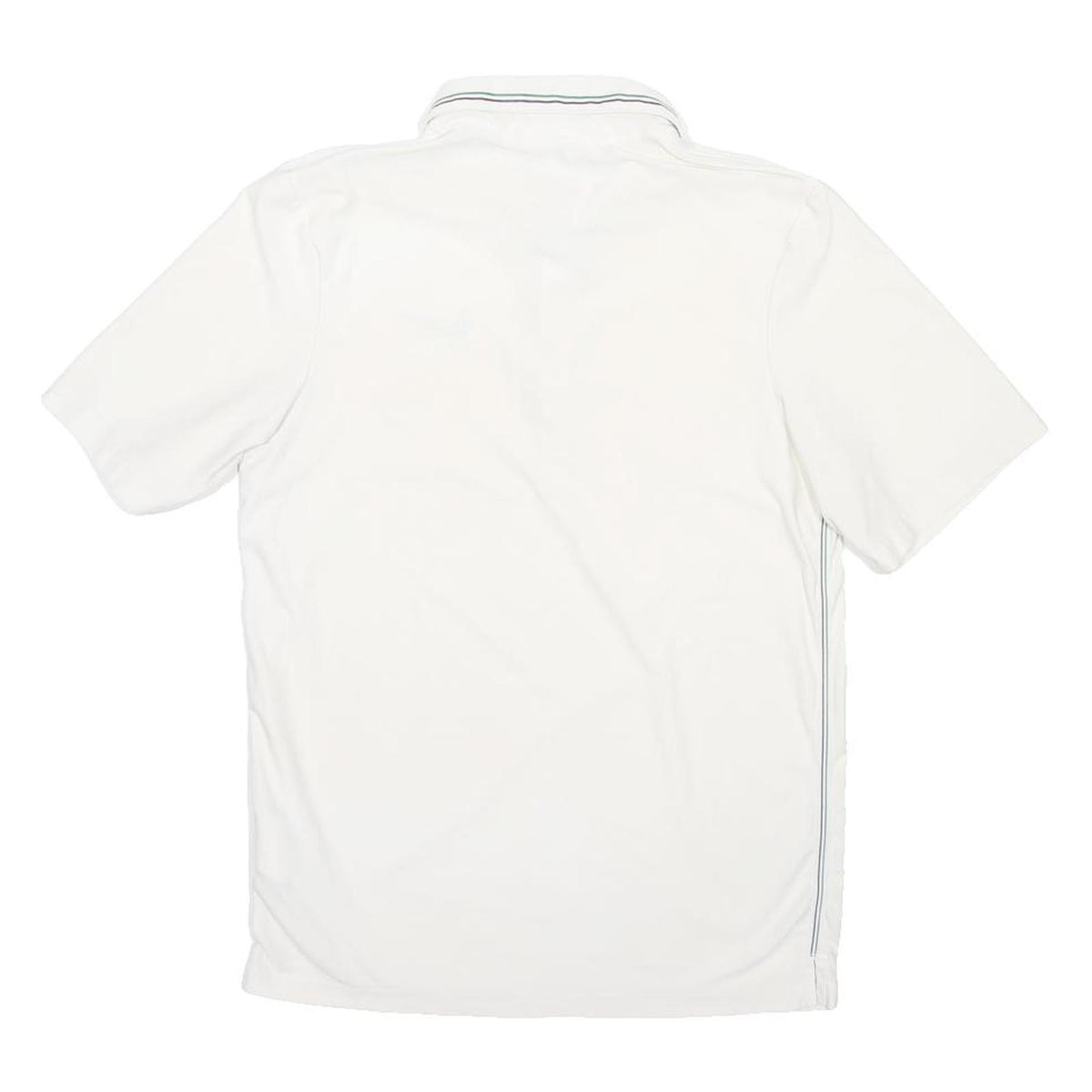 NIKE Mens White Green Swoosh Short Sleeve Plain S Polyester Blend Polo Shirt