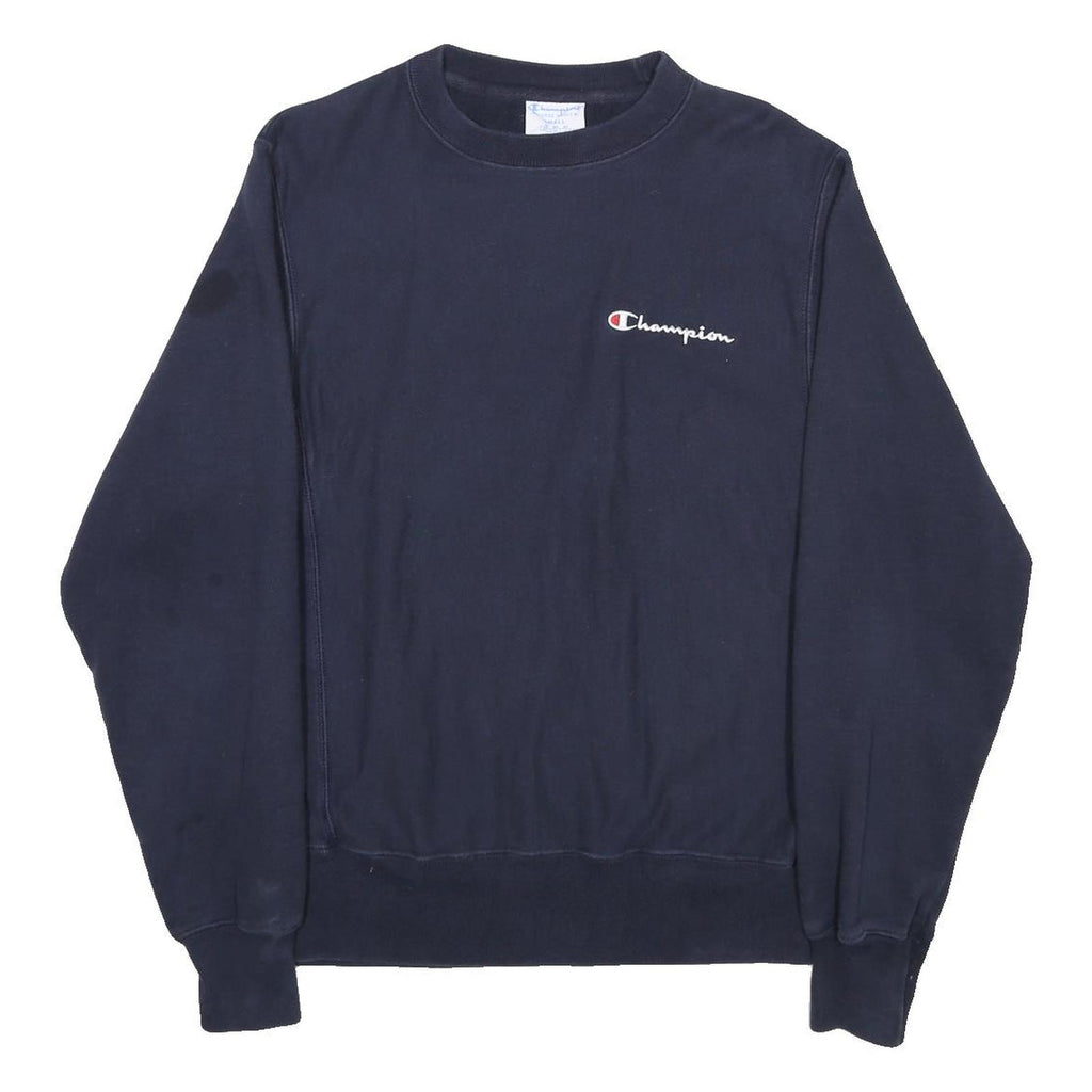 CHAMPION REVERSE WEAVE Mens Navy Blue Crew Neck S Cotton Blend Sweatshirt