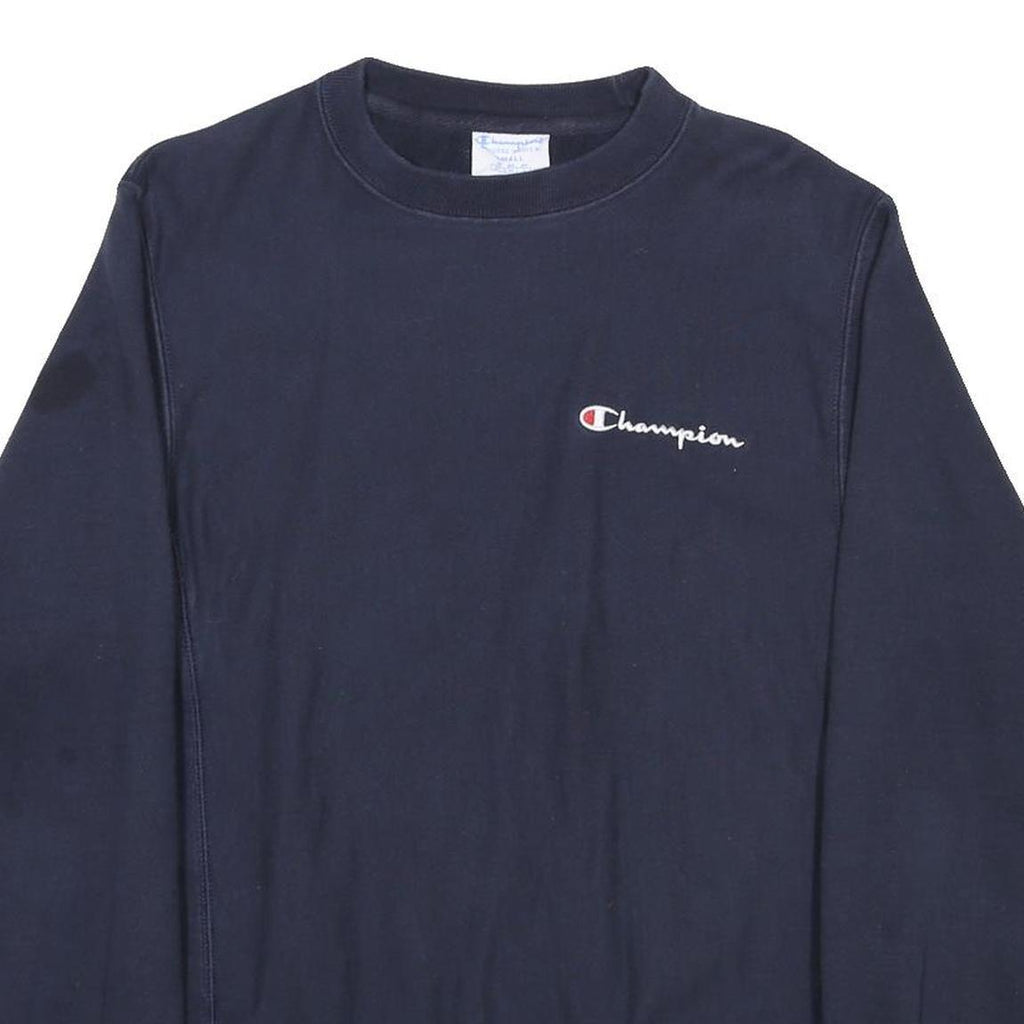 CHAMPION REVERSE WEAVE Mens Navy Blue Crew Neck S Cotton Blend Sweatshirt